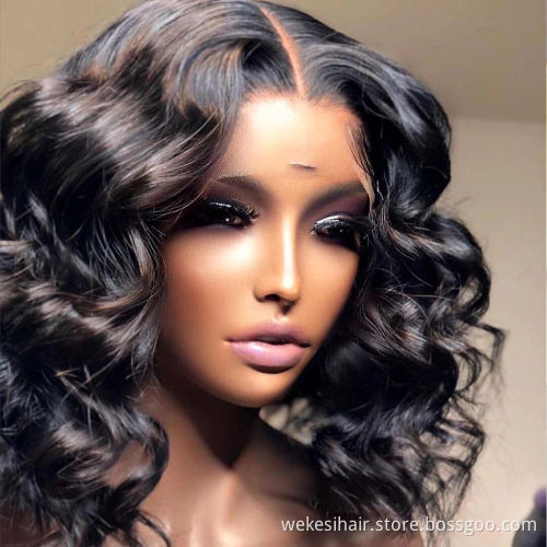 150% Ombre Blonde Lace Front Human Hair Wig Straight Remy 1B/613 Colored Human Hair Bob Wigs Deep Part Swiss Lace Wig